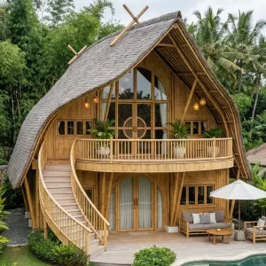 Curved Crest Bamboo Poolside Haven