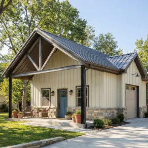 Stone Skirt Porch Barndo
