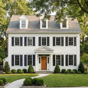 White Garrison Colonial With Black Shutters