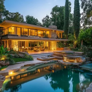 Glamorous Mid Century Mansion by Dusk