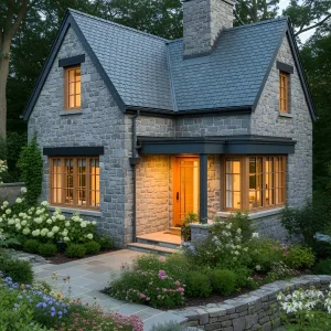 A Whimsical Stone Cottage Among Blossoms