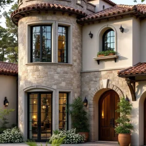 Curved Stone Tower Amid Terracotta Bliss