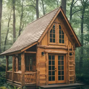 Rustic Log Haven: Secret Woodland Nook