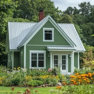 Mint Green Sanctuary with Blossoming Borders