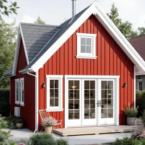 Ruby-Red Dream Cottage Amidst Greenery
