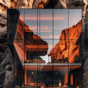 Glass Fortress Amidst Canyon Walls
