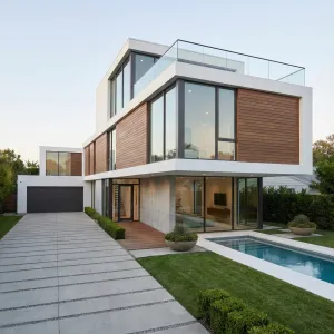 Layered Glass Retreat With Pool