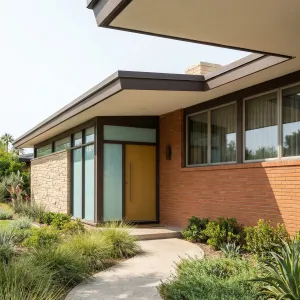 Amber Doorway Along Sculpted Garden Path