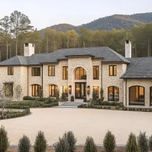 Stately Stone Mansion in Forested Serenity