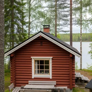 Quaint Log Haven Beside Tranquil Waters