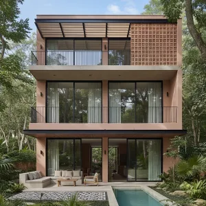 Blush Lattice Villa In The Trees