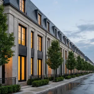Grand Slate-Roofed Boulevard Townhouses