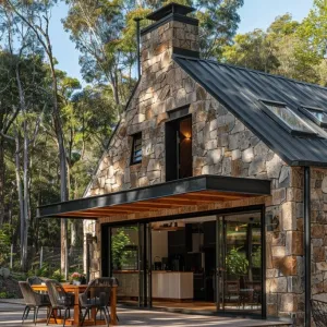 Stone Cottage, Steel and Timber Overlay