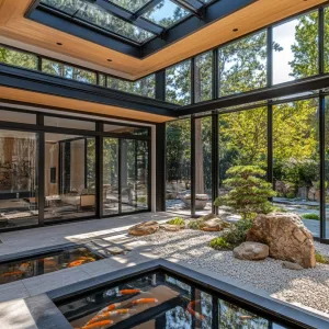 Zenful Carp Escape: A Glasshouse Pond Haven