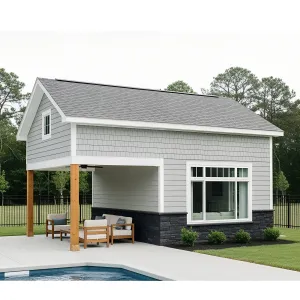 Compact Poolside Pavilion