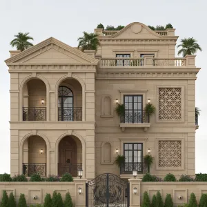 Classical Sandstone Villa With Lush Terraces