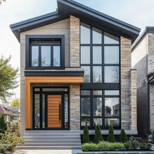 Modern Stone Fortress with Glassy Pizzazz