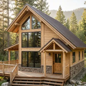 Rustic Valley Vista Timber Cabin