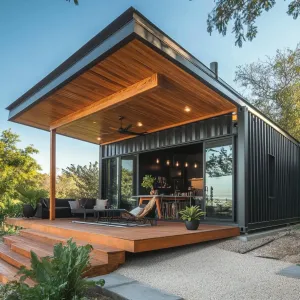 Modern Marvel: Sleek Shipping Container Home With Wooden Deck