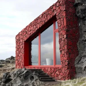 Crimson Stone Retreat with a Dramatic Edge