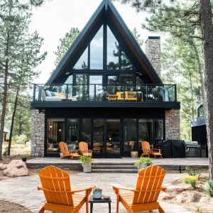 Charming Alluring A-Frame with Orange Chairs