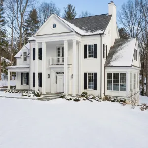 Winter Classic White Pillared Manor