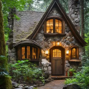 Rustic Hobbit Haven: Stone Magic in the Woods