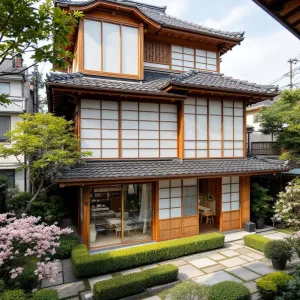 Traditional Japanese Home with Lush Garden