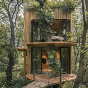 Cabin With Integrated Tree Growing Through