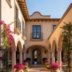 Bougainvillea Bliss: Arches and Sunshine Delight