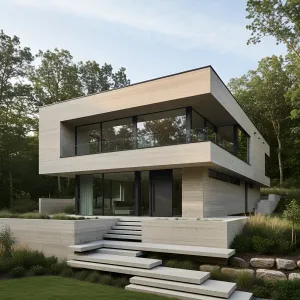Terrace-Stacked Ribbon Concrete House