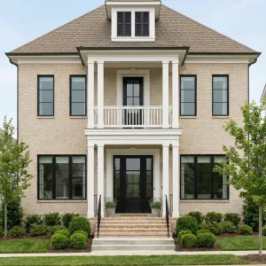 Tall Portico Beige Townhouse Elegance