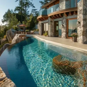 Pool With a Beach-style Entry