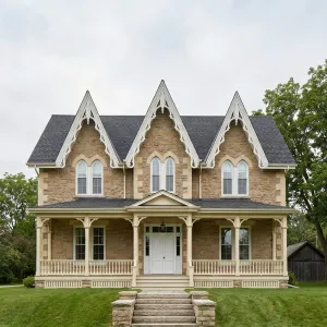 Creamstone Gothic Gable Country House
