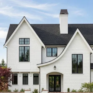 Curved Gable White Shingle Dwelling