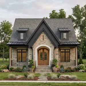 Pitch-Gable Stone Cottage Serenity