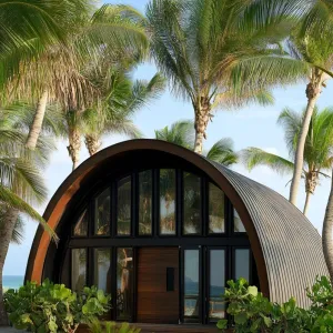 Curved Cabin Amidst Palm Dreams