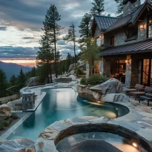 Split-level Pool With Integrated Hot Tub