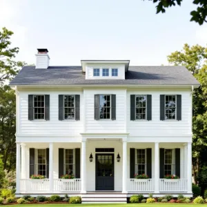 Majestic White Manor with Shady Charm