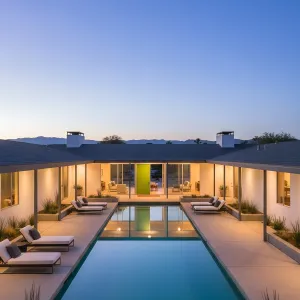 Neon Portal Courtyard Pool House