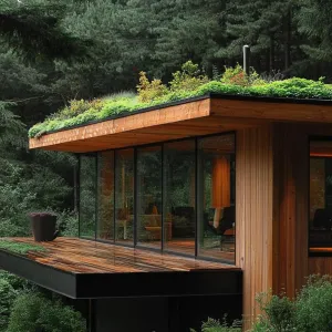 Log Cabin With Living Green Roof