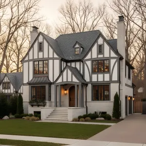 Storm-Gray Tudor With Welcoming Eaves