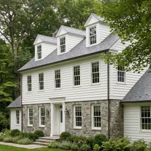 Stone Base Classic White Garrison Colonial