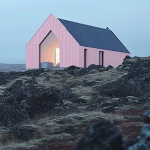 Pink Paradise Perched on Rocky Terrain