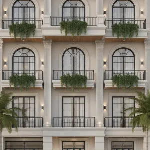 A Row of Columns in Formal Attire
