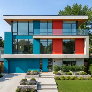 Color-Block Cantilever Pavilion With Glass Belt Balconies