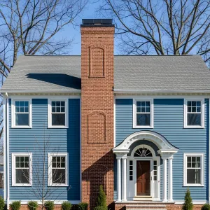 Brick Tower Meets Blue Abode