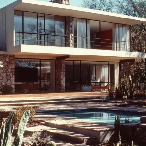 Modernist Glass Haven with Cactus Companions