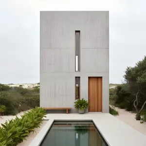 Dune-Edge Vertical Concrete Hideaway