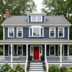 Indigo Porch With Ruby Welcome